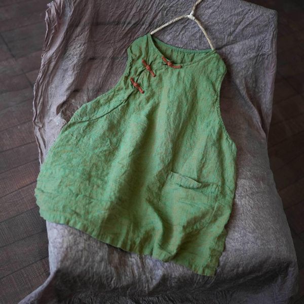 燕燕~秋冬春秋款復古中式時尚百搭顯瘦色織長款背心 