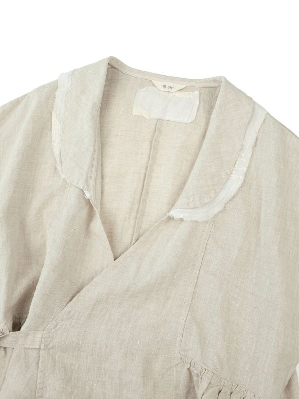 燕燕~亞麻 設計文藝復古開襟衫 田園生活寬鬆繫帶減齡外套   ab2408501 