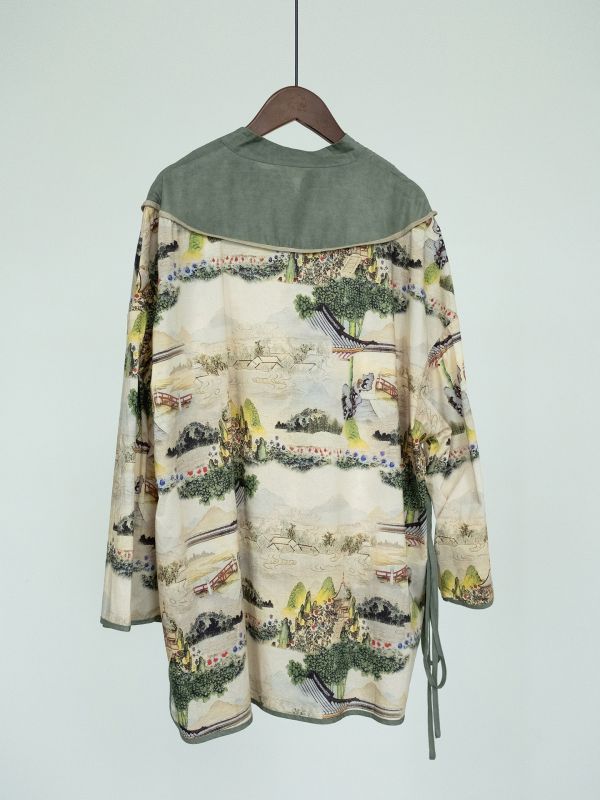 燕燕~純棉 全新中式古典新意中長上衣 印花純棉雲肩襯衫   ab2415001 