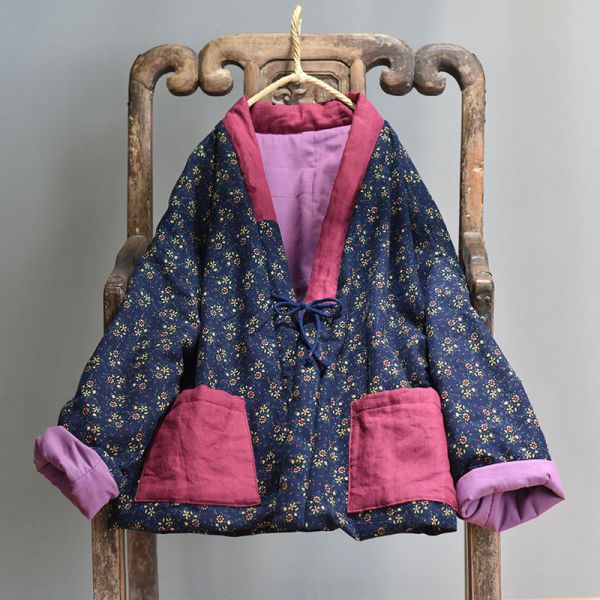 燕燕~棉麻商品~日系森林系~繫帶款盤扣設計 棉襖外套 棉服短款外套 