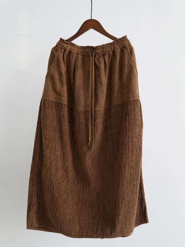 燕燕~秋冬款 燈芯絨提花拼接繭型直筒長裙 aB2534801 