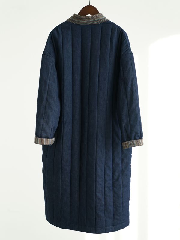 燕燕~個性牛仔拼接寬鬆中長棉服 保暖夾棉外套 abM2533201 