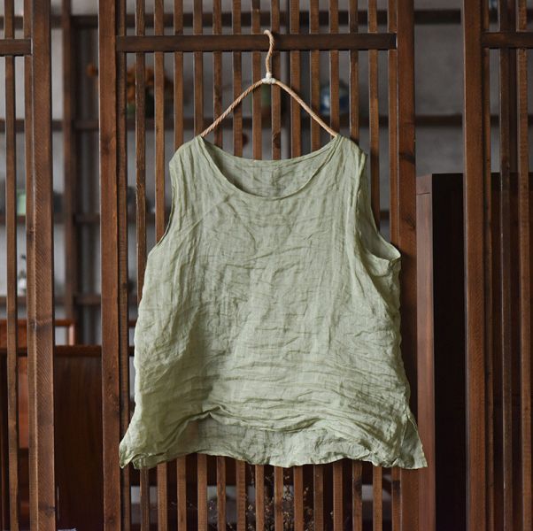 燕燕~春秋夏季款  輕薄苧麻 寬鬆無袖背心百搭打底衫 