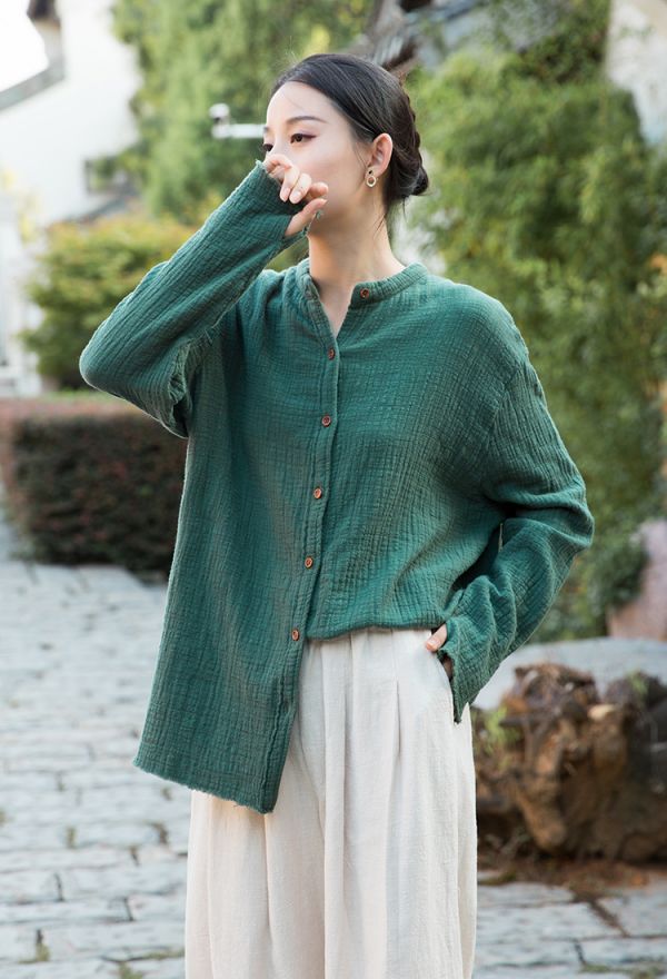 燕燕~春夏新品 棉麻 砂洗柔軟百搭有型文藝上衣 襯衫 長袖棉麻衫 