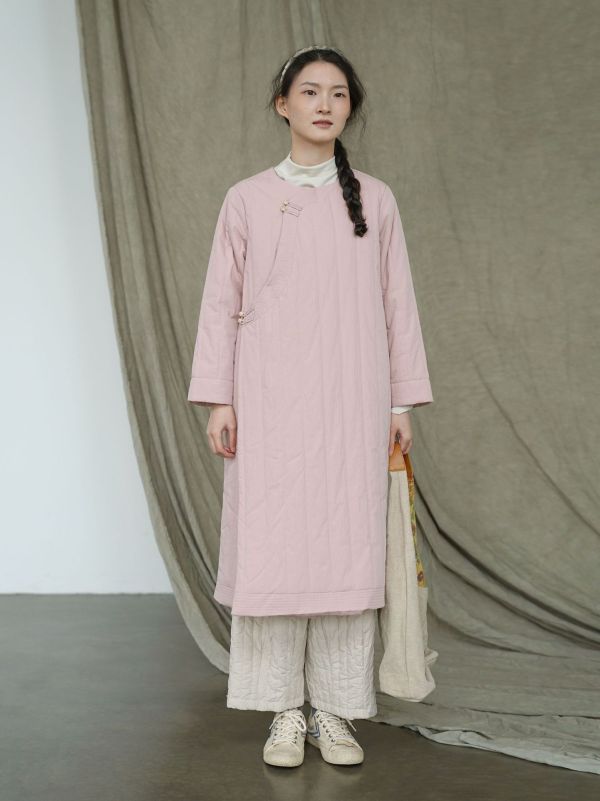 燕燕~棉麻商品~輕中式清冷壓條夾棉斜襟厚旗袍洋裝 連身裙  ab2237201 