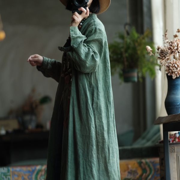 燕燕~春季新款 高品質純苧麻.  寬鬆襯衫 麻袍. 洋裝。連身裙。  ab204101 