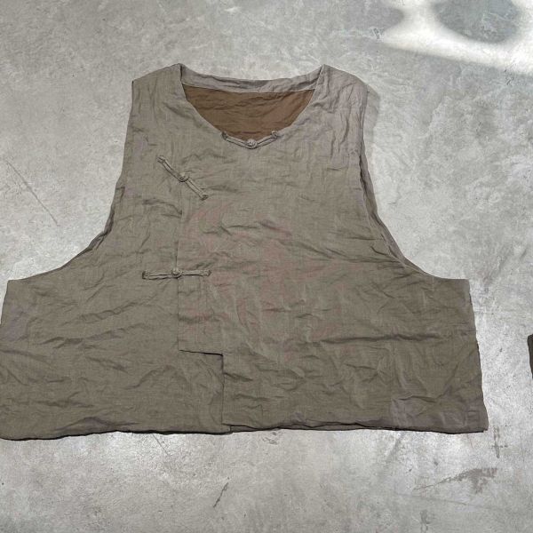 燕燕~秋冬新款 加厚苧麻雙層復古盤扣背心 ab27901 