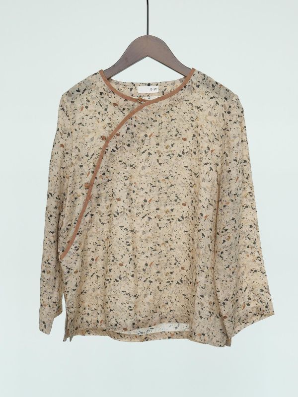 燕燕~夏季新款 輕中式碎花苧麻襯衫 茶服上衣遮陽衣 ab2316301 