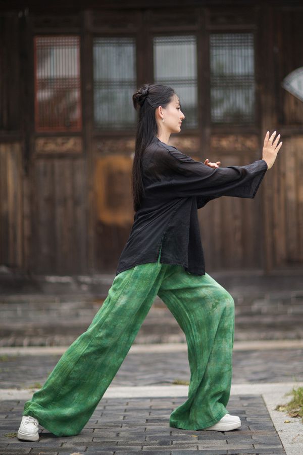 燕燕~秋季新款 渲染寬鬆顯瘦文藝百搭長褲 寬褲 