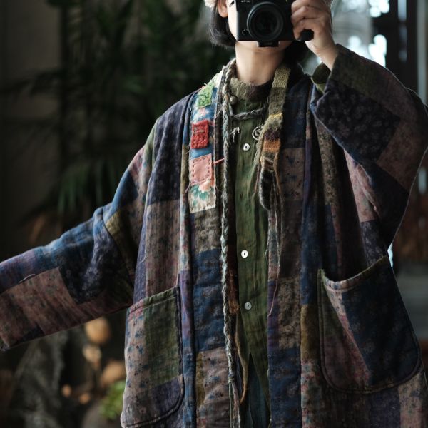 燕燕~設計文藝復古寬鬆夾棉棉衣外套袍子 ab193101 