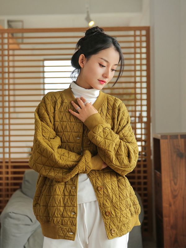 燕燕~棉麻商品~ 冬季新品   寬鬆顯瘦夾棉加厚外套 