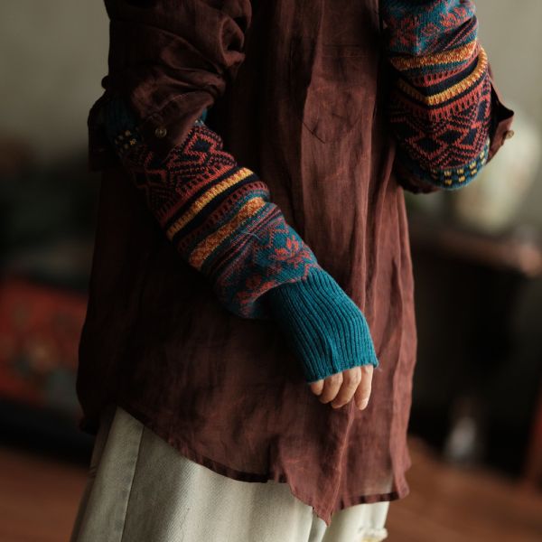 燕燕~文藝防曬防風保暖百搭毛線袖套 abSC09201 