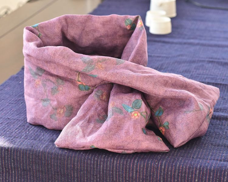 燕燕~棉麻商品~數碼印花苧麻加棉保暖圍脖 文藝復古漢服禪意枕頭圍巾 