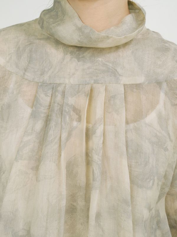 燕燕~棉麻商品 中國風素描印花苧麻立領襯衫 寬鬆浪漫上衣   ab2402301 