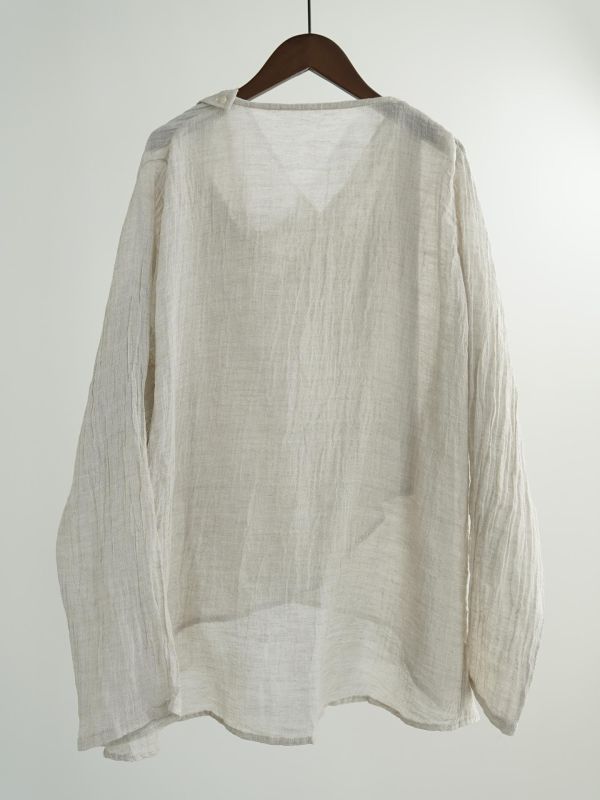 燕燕~原創稀疏肌理感亞麻寬鬆披肩開襟衫 復古文藝防曬多穿法襯衫 ab2634401 