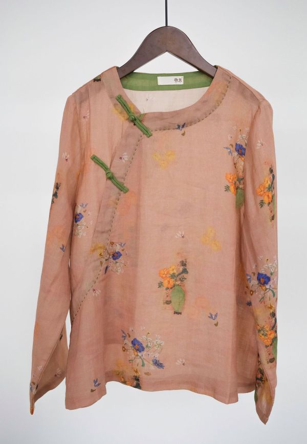 燕燕棉麻～苧麻襯衫 文藝禪意茶服寬鬆上衣  ab2306401 