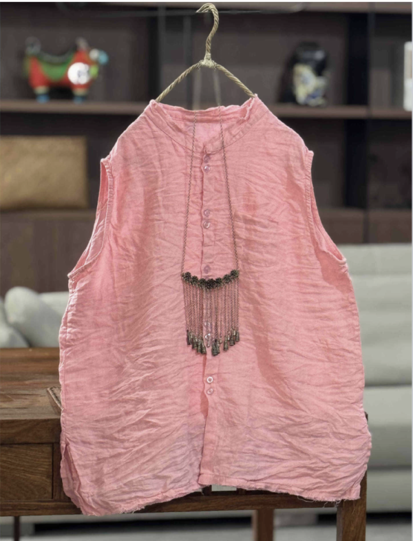 燕燕~高品質復古亞麻寬鬆休閒背心 