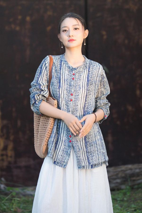 燕燕~夏季新款 42支莧麻文藝寬鬆氣質日常百搭女襯衫 外套 