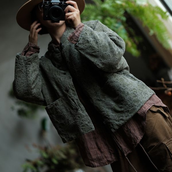 燕燕~棉麻商品~純亞麻。復古文藝仿香雲紗印花棉衣外套  ab191201 