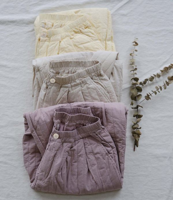 燕燕~休閒文藝加厚絎棉九分褲 乾淨簡約條紋絎線棉褲  ab2237701 