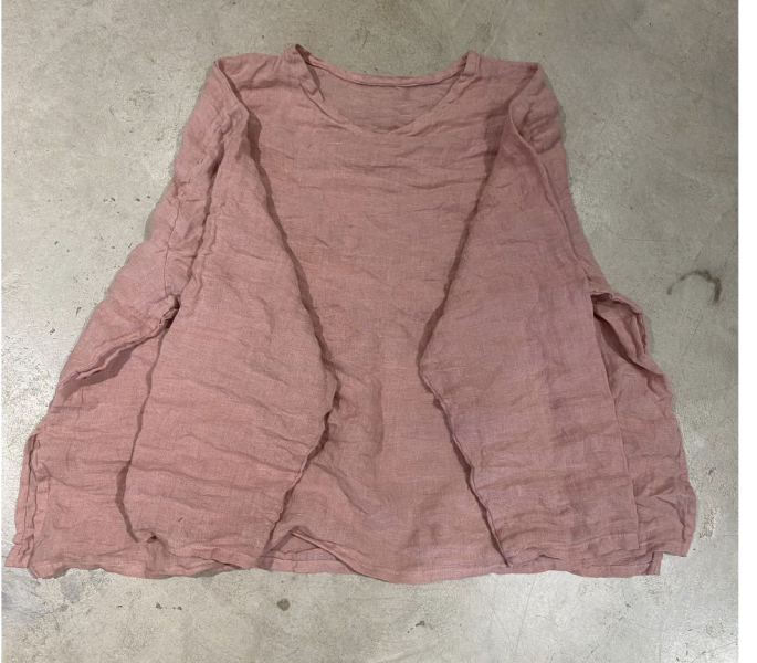 燕燕~夏季新款 文藝復古水洗做舊亞麻 v領套頭落肩小衫 上衣 