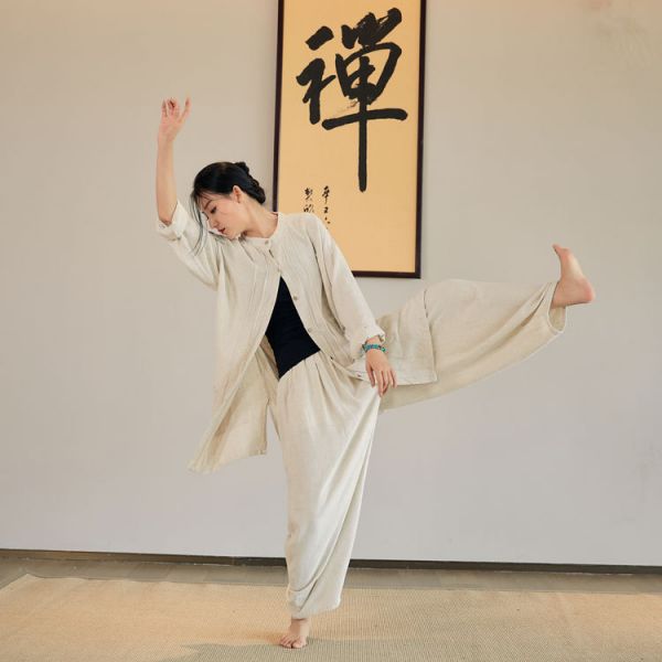 燕燕～亞麻砂洗柔軟上衣襯衫＋長褲 套裝 (一套 1160元） 