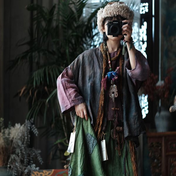 燕燕~復古文藝麻料百搭背心小衫 (可搭成一套） 