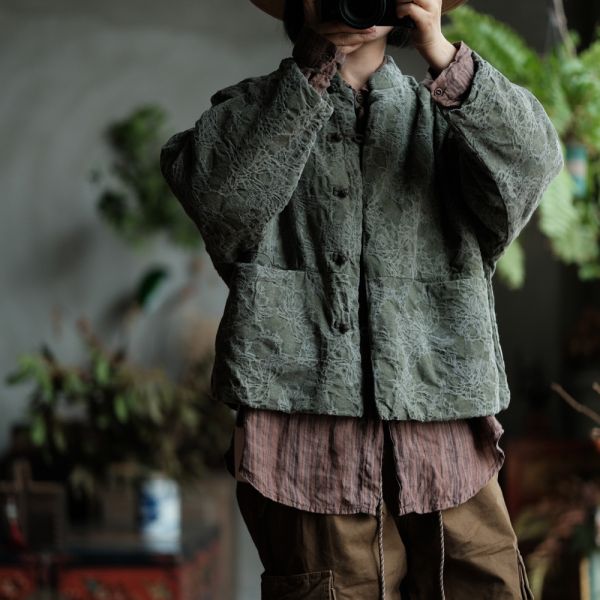 燕燕~棉麻商品~純亞麻。復古文藝仿香雲紗印花棉衣外套  ab191201 