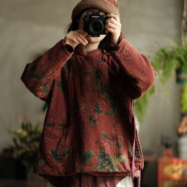 燕燕~棉麻商品~改良立領盤扣繫帶復古文藝懷舊寬鬆棉衣上衣   ab161201 
