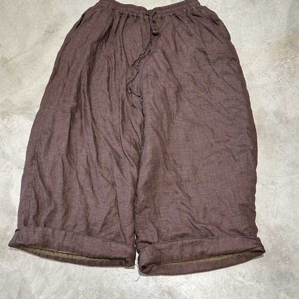 燕燕~色織亞麻雙層夾棉休閒長褲 