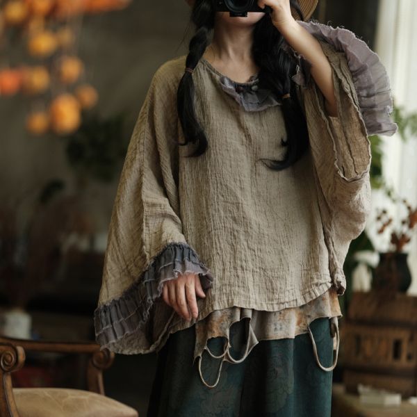 燕燕~復古文藝寬鬆套頭小衫襯衫 T恤 ab237401 (此件不退換） 