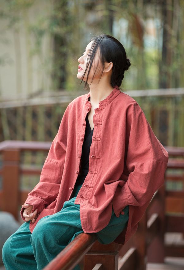 燕燕~夏季款式 苧麻  做舊砂洗改良禪系茶服上衣   開衫女式外套 長袖棉麻衫 
