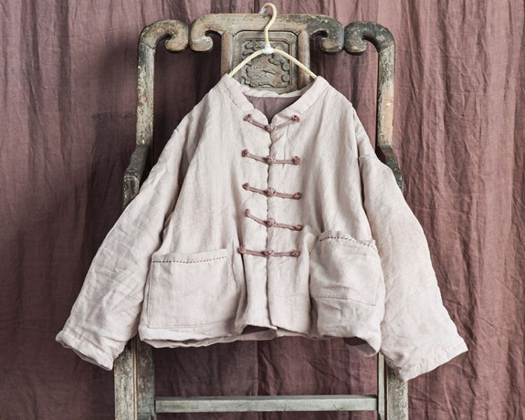 燕燕~秋冬新款 亞麻 文藝中式盤扣棉衣棉服外套 