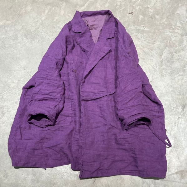燕燕～春秋新品   亞麻材質 中長款裡襯黑色簡約文藝外套風衣 長袖棉麻衫 