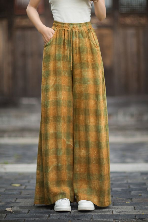 燕燕~秋季新款 渲染寬鬆顯瘦文藝百搭長褲 寬褲 