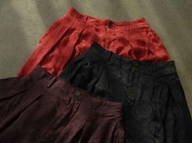 燕燕～ 秋冬款 富貴花天絲提花寬鬆闊腿褲 雙層顯瘦直筒褲 ab2436901 