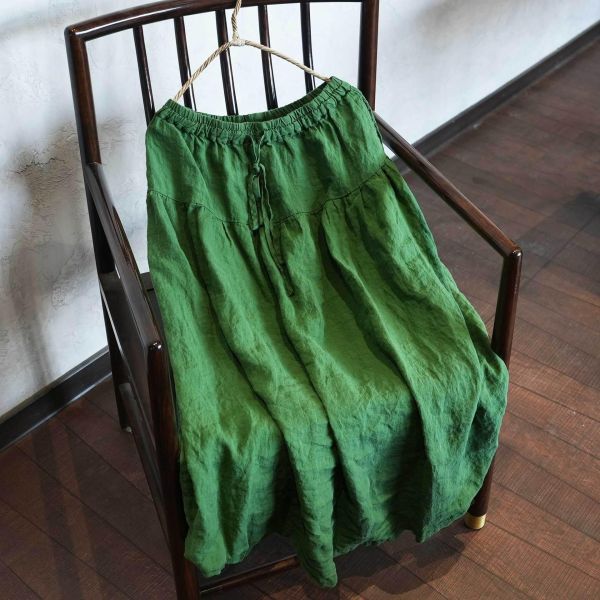 燕燕~亞麻寬鬆復古文藝休閒長裙 