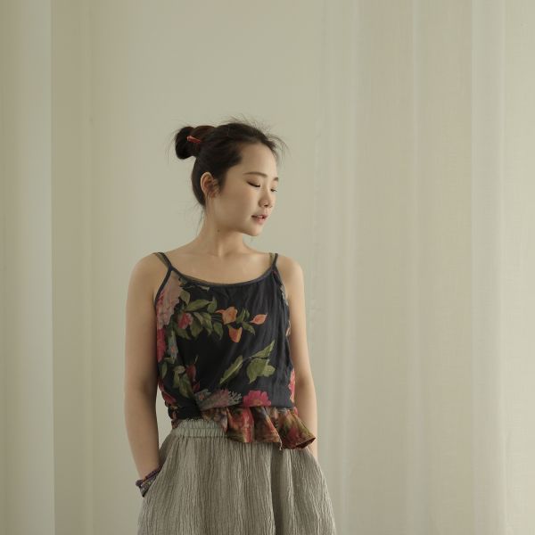 燕燕～雙層棉 復古數碼印花吊帶背心  ab2305401 