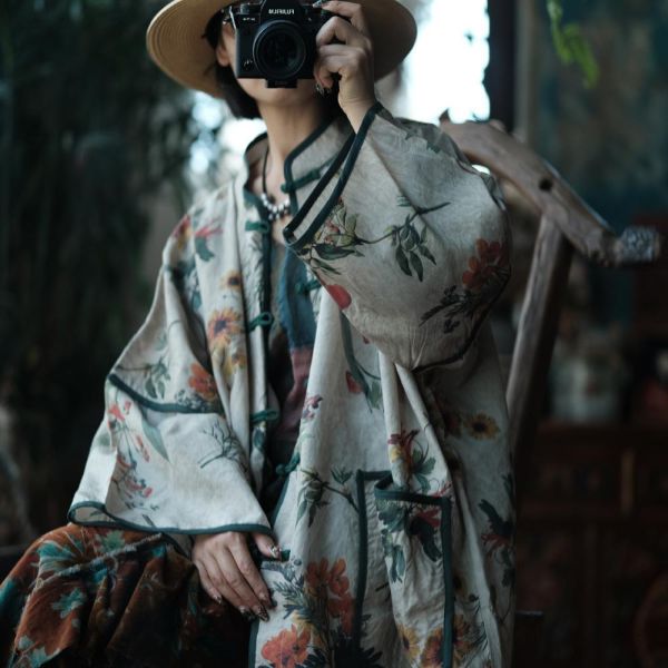 燕燕   純亞麻  訂製款   印花襯衫開襟衫 上衣 外套。ab215601 