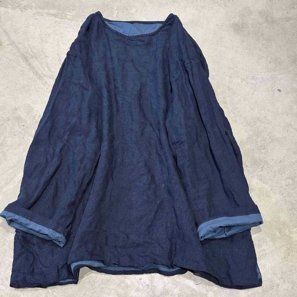 燕燕~亞麻 雙層套頭中長內搭外搭衫 上衣 ab27101 