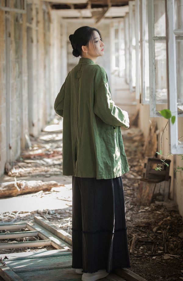 燕燕~春新款～苧麻     改良文藝休閒炒色做舊 外套 