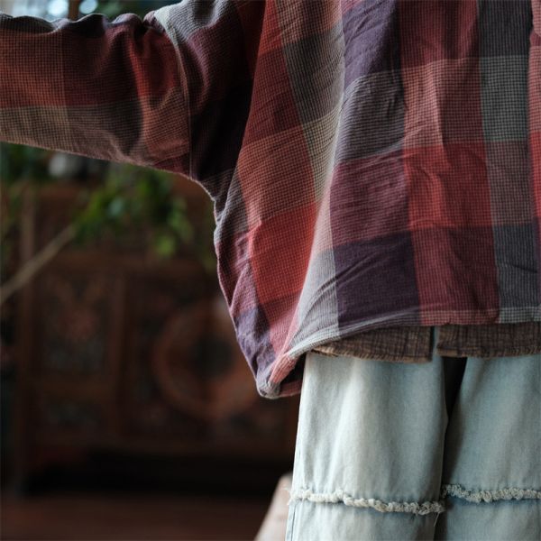 燕燕~秋冬新款 純棉翻領盤扣套頭寬鬆棉袍長棉衣上衣。ab212501 