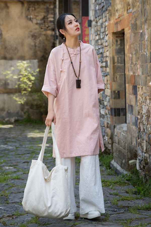 燕燕 夏款 苧麻國風禪意仙氣茶服個性旗袍式上衣 