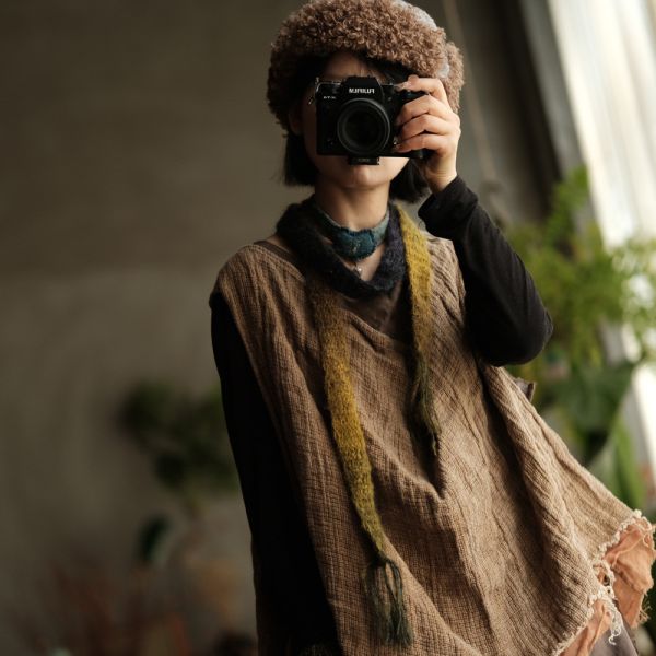 燕燕~秋冬新款 復古文藝手工編織長絨羊毛段染細圍巾 髮帶 abSC08301 