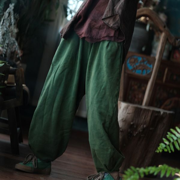 燕燕～純棉～復古文藝百搭休閒長褲 ab048201 