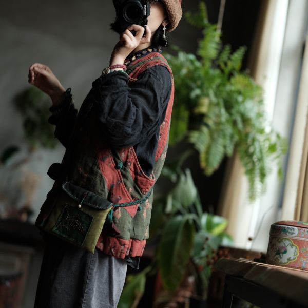 燕燕~文藝復古輕民族風寬鬆棉衣背心 ab222601 