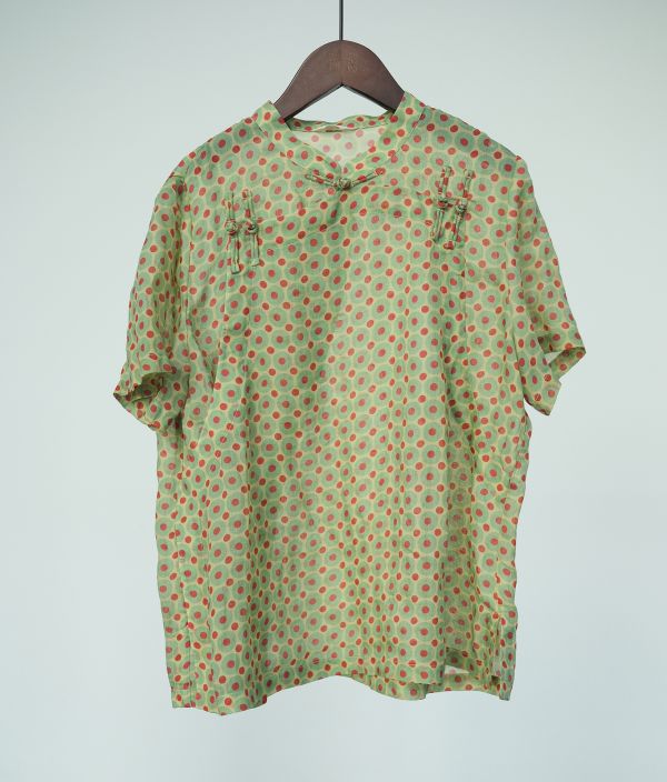 燕燕~苧麻 點點盤扣襯衫 精緻短袖茶服上衣  ab2308001 