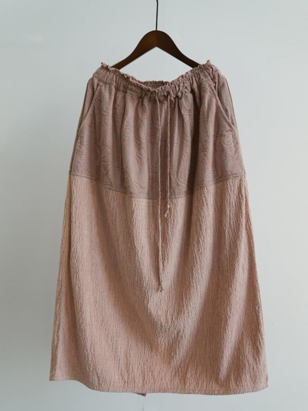 燕燕~秋冬款 燈芯絨提花拼接繭型直筒長裙 aB2534801 