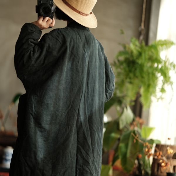 燕燕~棉麻商品~復古文藝絎線水洗手工針跡百搭棉衣外套棉袍 外套  ab194001 