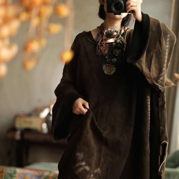 燕燕~復古文藝氛圍感寬鬆純棉中長款T恤 長版上衣 （寬鬆版型）abGMJ59901 